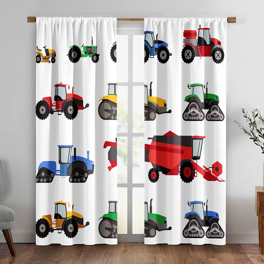 Cartoon Tractor Curtain Colorf - Agriculture Farming Vehicles recension och pris
